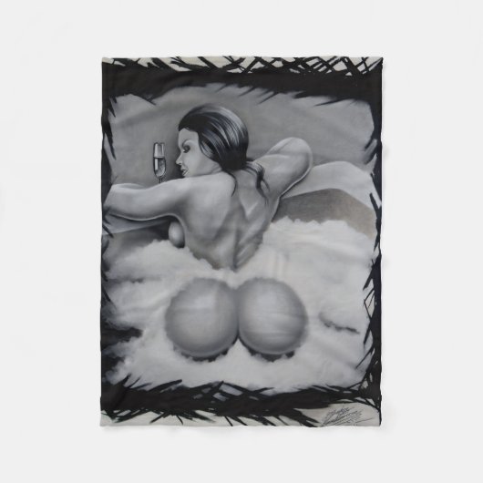 「風呂」 フリースブランケット (正面)