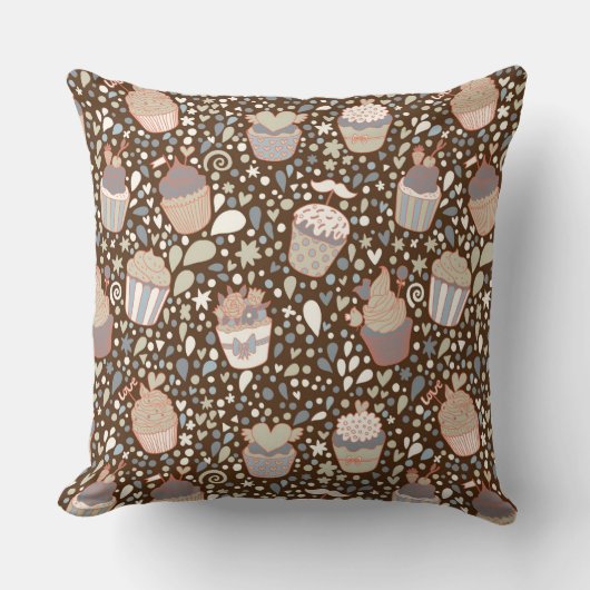 風味がよいカップケーキから成っている甘いパターン クッション (正面)