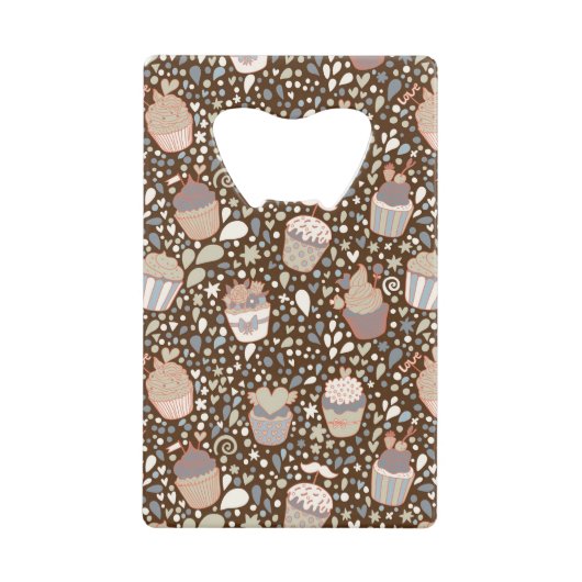 風味がよいカップケーキから成っている甘いパターン クレジットカード栓抜き (正面)