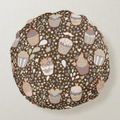 風味がよいカップケーキから成っている甘いパターン ラウンドクッション (裏面)