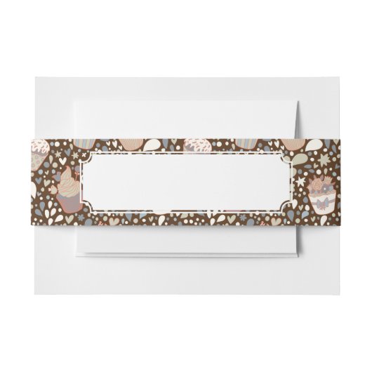 風味がよいカップケーキから成っている甘いパターン 招待状ベリーバンド (正面例)