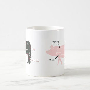 風味がよいラベルとの少しピンクのPiggie コーヒーマグカップ