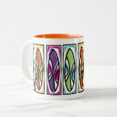 風味がよい波のサーフボード ツートーンマグカップ (正面左)