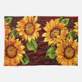 風変りなヒマワリ キッチンタオル