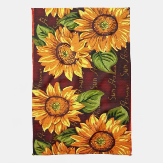 風変りなヒマワリ キッチンタオル (縦)