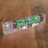 風変りな、野生の砂糖のスカルは個人化なります デスクネームプレート (側面)