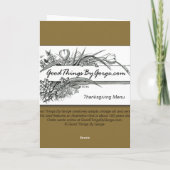 風変わりで古風な感謝祭メニュー-ヴィンテージのスタイル- シーズンカード (裏面)