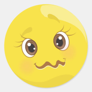 風変わりで小さいEmojiはステッカーに直面します ラウンドシール