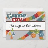 風変わりで楽しいゲームの夜、ボードゲーム愛好家たち 招待状 (正面)