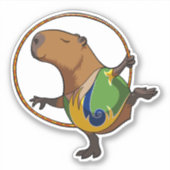 風変わりなカピバラの漫画 体操 ファン 動物 アート シール (正面)