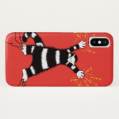 風変わりなキャラクターilが付いているおもしろいな電気猫のワイシャツ Case-Mate iPhoneケース (裏面(横))