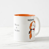 [風変わりなギャグで加工されたヴィンテージの女の子]ポップアート ツートーンマグカップ (正面右)