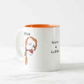 [風変わりなギャグで加工されたヴィンテージの女の子]ポップアート ツートーンマグカップ (正面左)