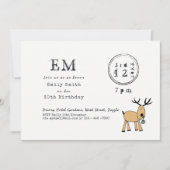 風変わりなクリスマスパーティー - 鹿の落書きタイプセット 招待状 (正面)