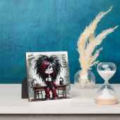 風変わりなコーヒー好きの女性ステッカー付きイーゼル フォトプラーク (インサイチュ)