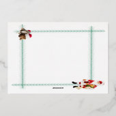 風変わりなサンタと可愛い動物とキッチュなツリー 箔シーズンカード (裏面)