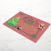 風変わりなサンタと可愛い動物とキッチュな木 箔シーズンカード (回転した状態)