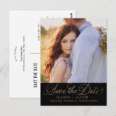 風変わりなスクリプト 編集可能な色 Save The Date ポストカード (正面/裏面)
