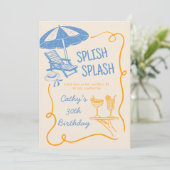 風変わりなスプラッシュスプラッシュサマーカクテル誕生日 招待状 (スタンド正面)