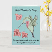 風変わりなハチドリの母の日のデザイン カード (黄色い花)