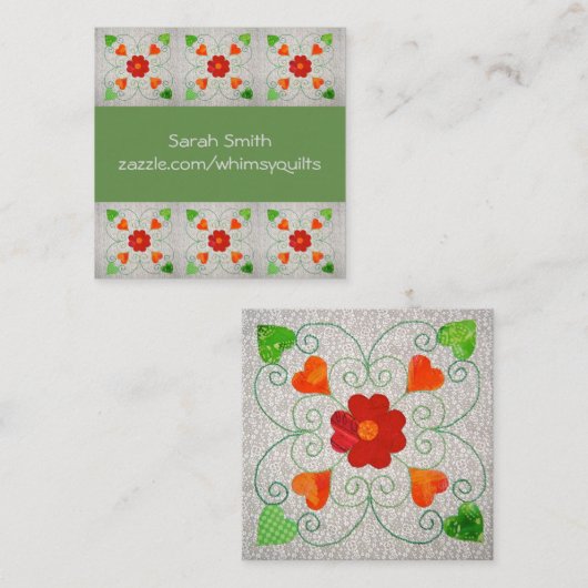 風変わりなハートのキルトの名刺 スクエア名刺 (正面/裏面)