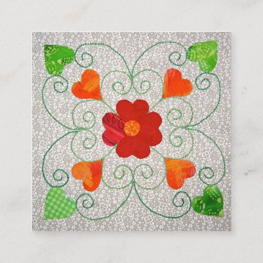 風変わりなハートのキルトの名刺 スクエア名刺 (裏面)