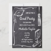 風変わりなブラックボード ユニーク 手描きの卒業パーティー 招待状 (正面)