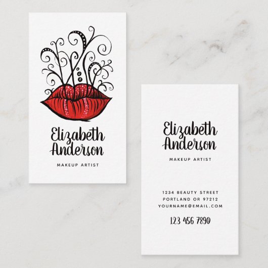 風変わりな唇インク入れ墨のスタイルのゴシック様式メーキャップアーティスト 名刺 (正面/裏面)