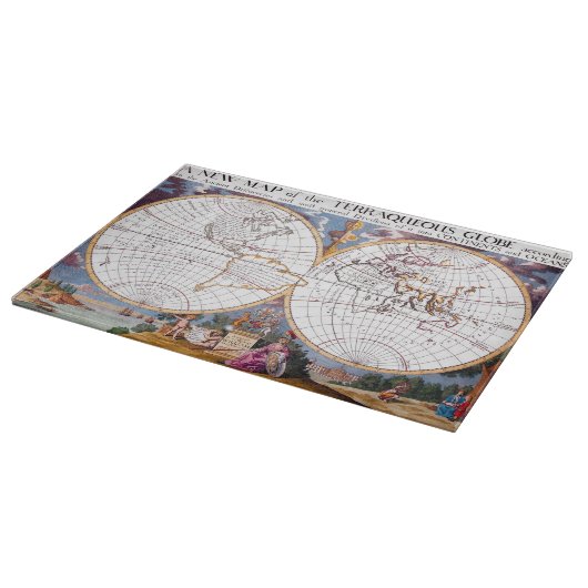 風変わりな地球儀の新しい地図 カッティングボード (角)