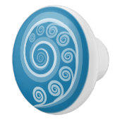 風変わりな夏の青いカール&スワール セラミックノブ (右)