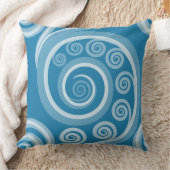 風変わりな夏の青いシダの葉の渦巻きスロー枕 クッション (ブランケット)