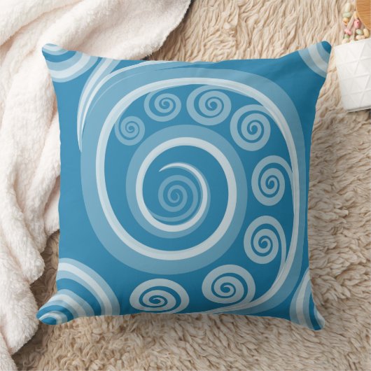 風変わりな夏の青いシダの葉の渦巻きスロー枕 クッション (ブランケット)