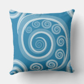 風変わりな夏の青いシダの葉の渦巻きスロー枕 クッション (裏面)