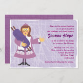 風変わりな女性のバー・バット・ミツバ祭招待状の案内 招待状 (正面/裏面)