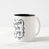 風変わりな平和愛及び喜び ツートーンマグカップ (正面右)