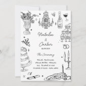 風変わりな手描きのウェディングプログラム 招待状 (正面)