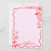 風変わりな手描きのリボン スクリブル ウェーブ ブライダルシャワー 招待状 (裏面)