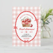 風変わりな手描きイラストのリンゴの女の子の誕生日 招待状 (スタンド正面)