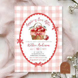 風変わりな手描きイラストのリンゴ ブライダルシャワー 招待状