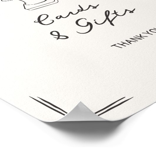 風変わりな手描き花模様の壺のカードとギフト ポスター (角)