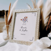 風変わりな手描き花模様の壺のカードとギフト ポスター