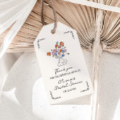 風変わりな手描き花模様の壺 ブライダルシャワー ギフトタグ