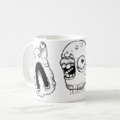 風変わりな歪められた顔を搭載するマグ コーヒーマグカップ (正面左)