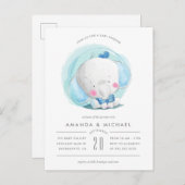 風変わりな水彩画象の警官のベビーシャワー インビテーションポストカード (正面/裏面)