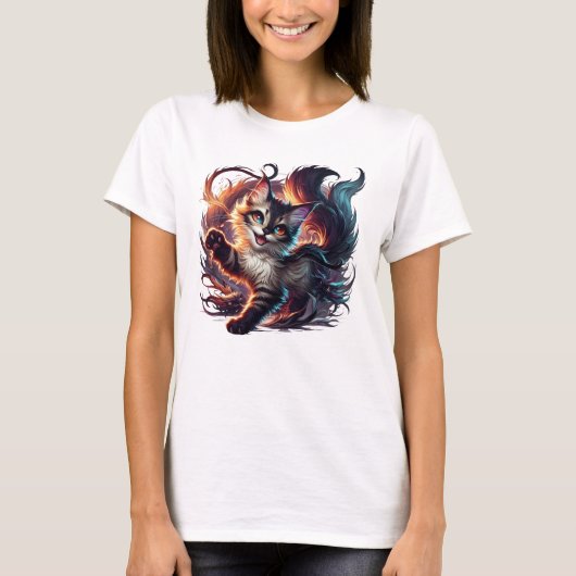 風変わりな猫 Tシャツ (正面)