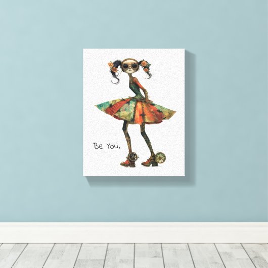 風変わりな空想の女性 - あなたらしく。 キャンバスプリント (インサイチュ (ウッドフロア))