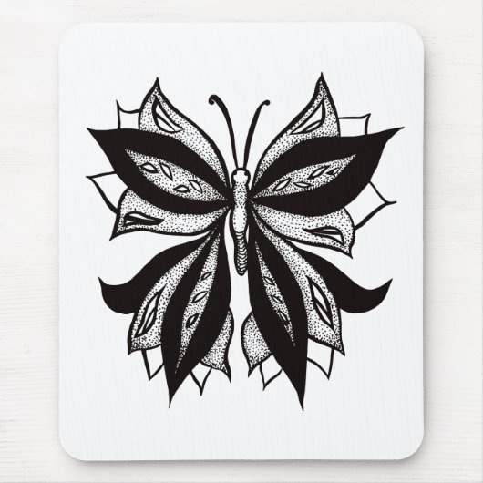 風変わりな蝶入れ墨の抽象芸術インクスケッチ マウスパッド (正面)