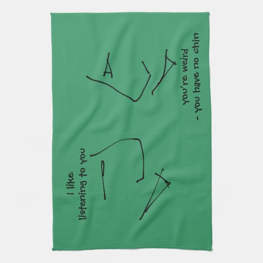 風変わりな語り手の顔-およびおもしろいの風変わりなユーモア キッチンタオル (縦)