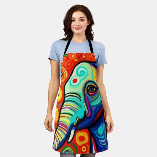 風変わりな象 エプロン (着用した状態)