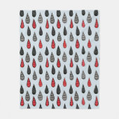 風変わりな雨および血の低下インクパターン赤い黒 フリースブランケット (正面)